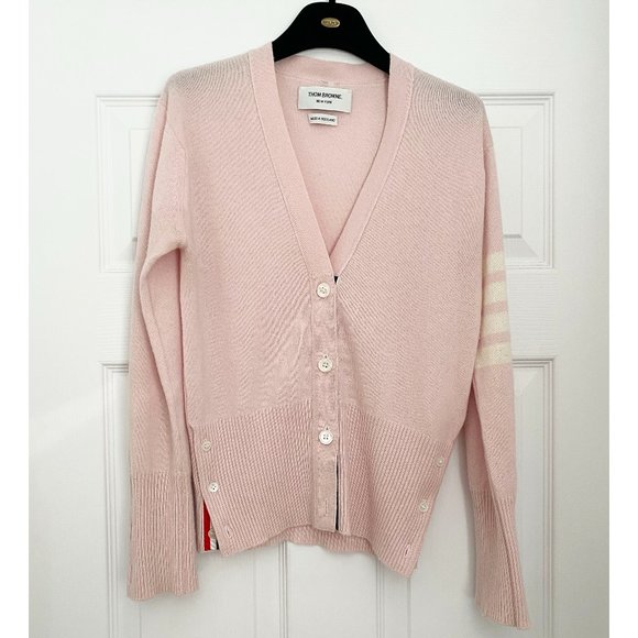 Thom Browne Pink Cashmere Cardigan, size 42 (fits like a fitted size Small). - Picture 6 of 15